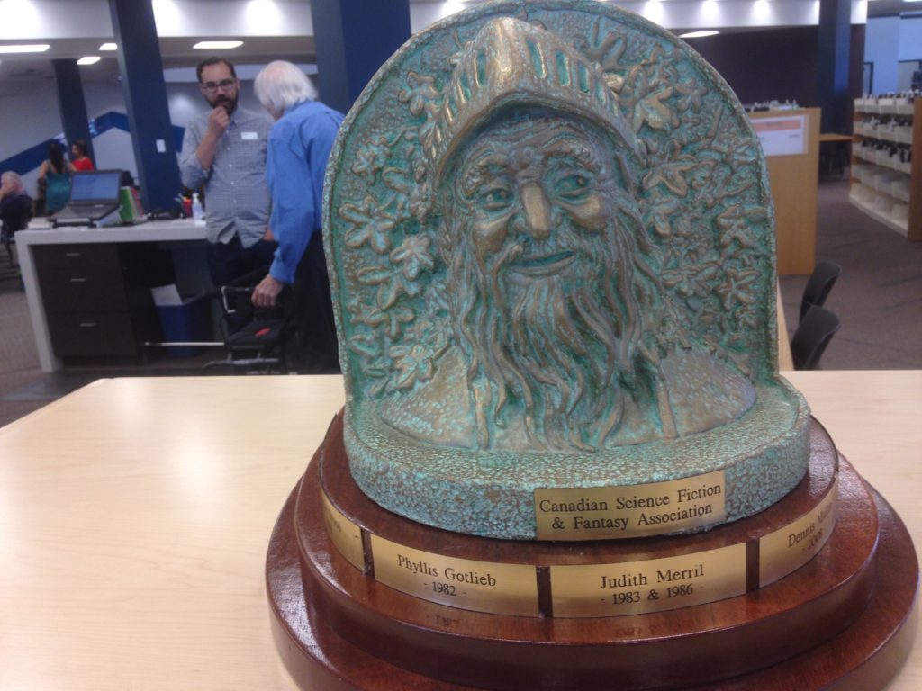 Janus side of the trophy with H.A. Hargreaves and  Jordan Blasetti in background